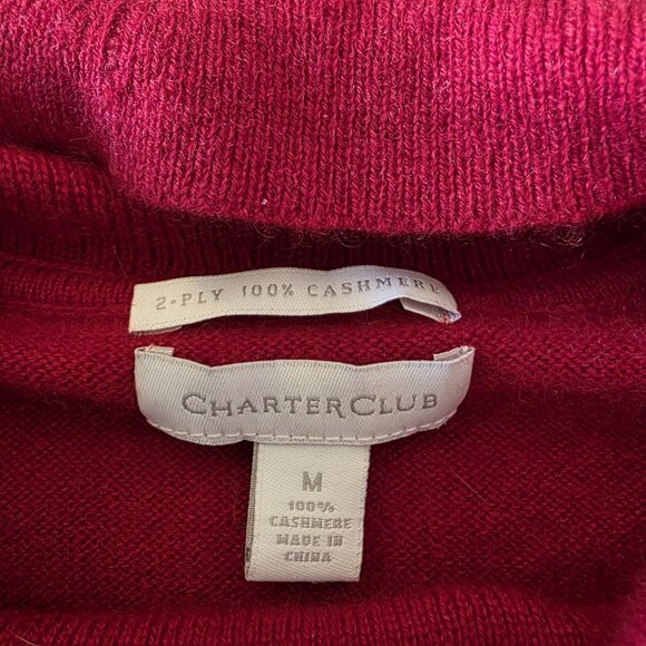 Charter Club 2-Ply 100% Cashmere Cowl Neck Red Sweater Size Medium Long Sleeve - Picture 6 of 14
